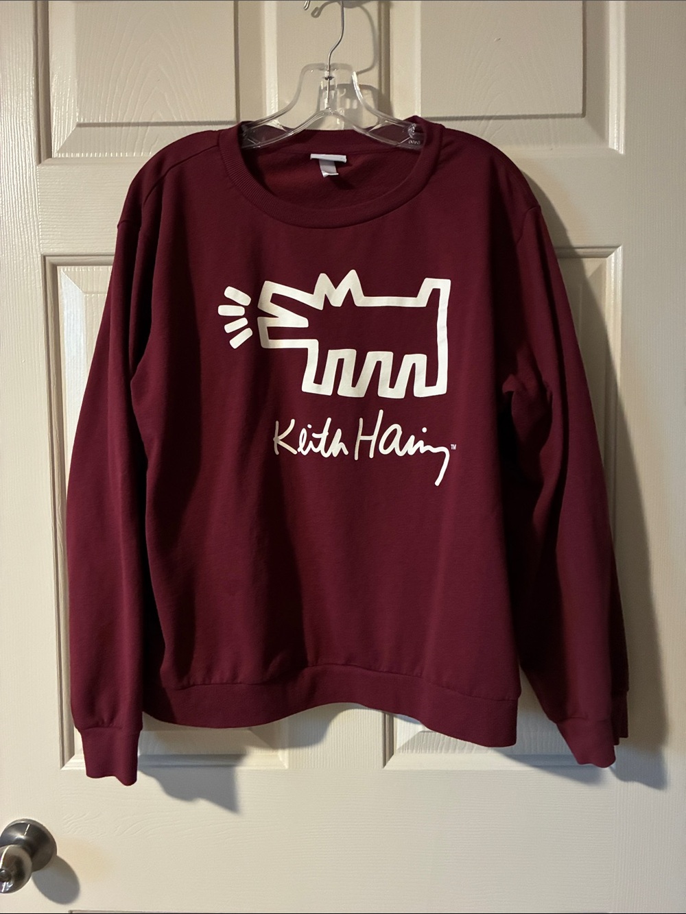 Keith Haring Maroon Graphic Crewneck Sweatshirt